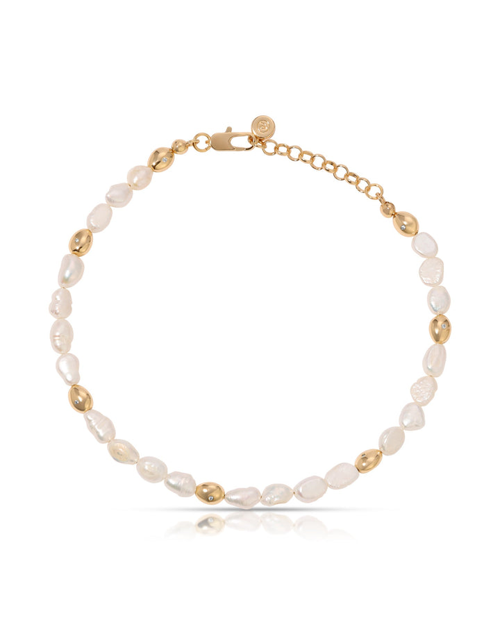 Freshwater Pearl Polished Pebble Anklet