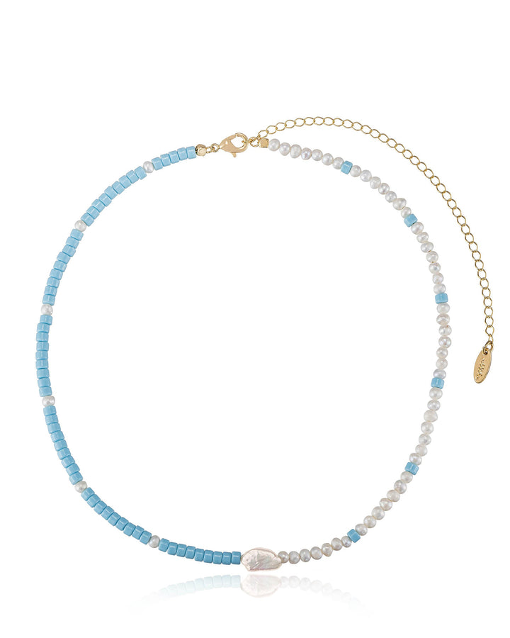Turquoise and Pearl Strand Necklace