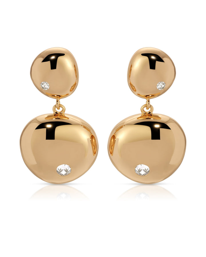 Polished Double Pebble Drop Earrings