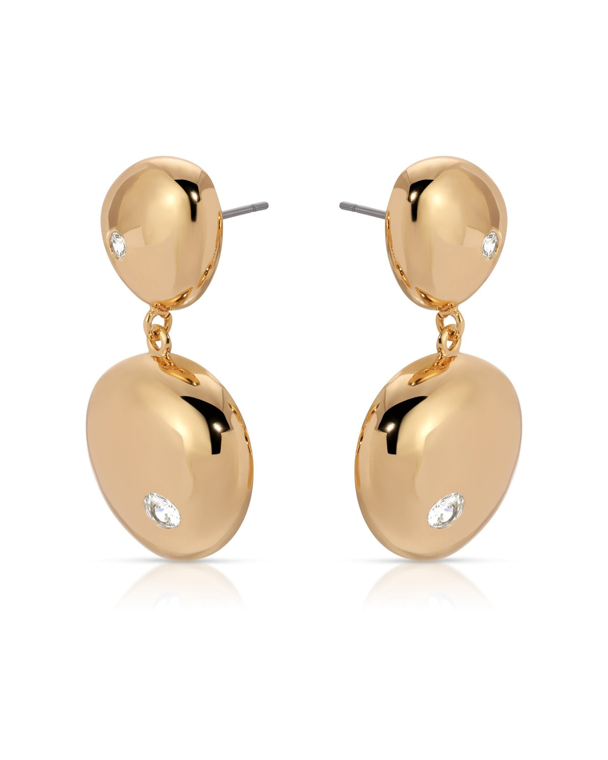 Polished Double Pebble Drop Earrings