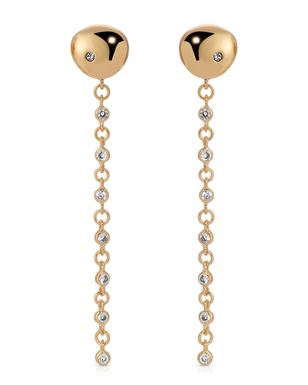 Polished Pebble Linear Chain Earrings