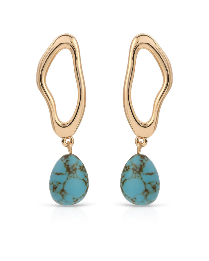 Open Circle Turquoise Dangle Earrings