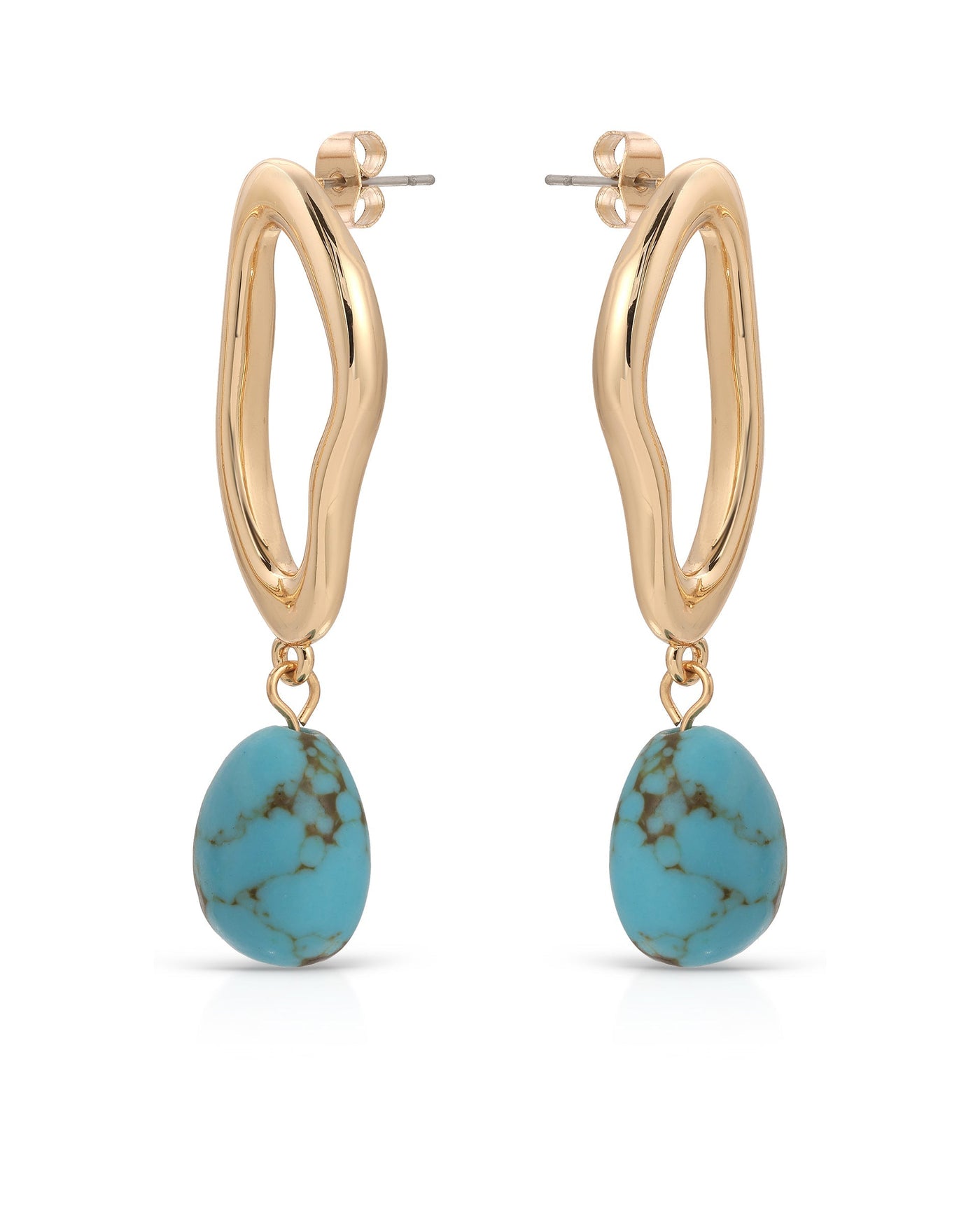 Open Circle Turquoise Dangle Earrings
