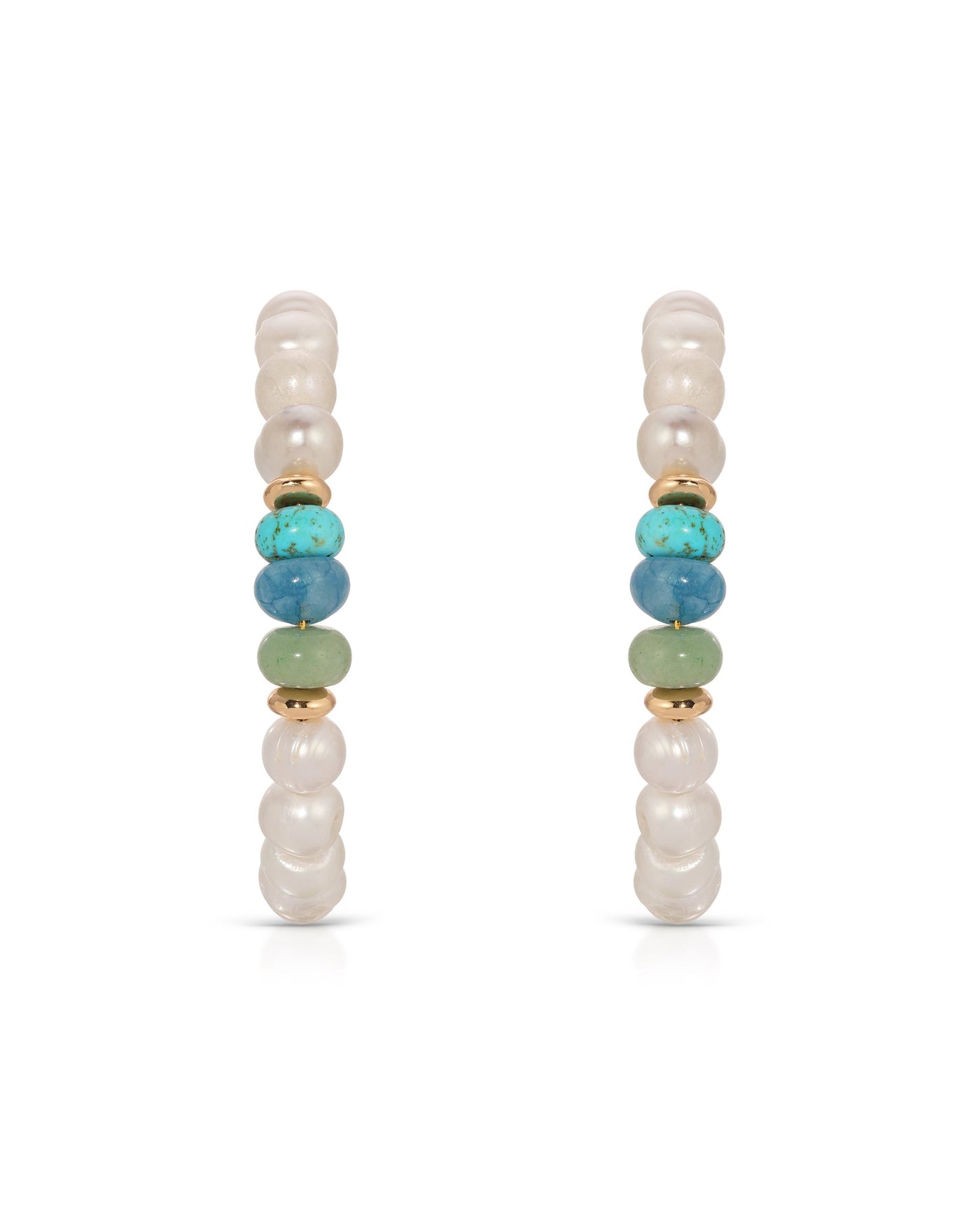 Beach Day Pearl and Gemstone Hoop Earrings