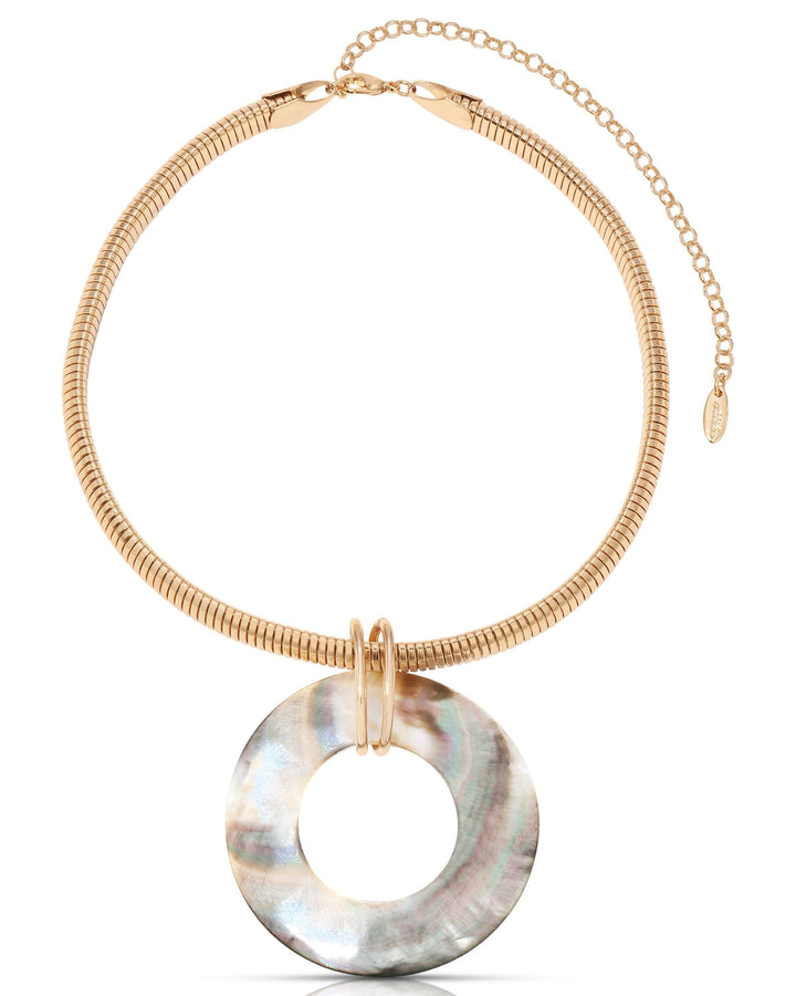 Shell Open Circle Pendant Flex Chain Necklace
