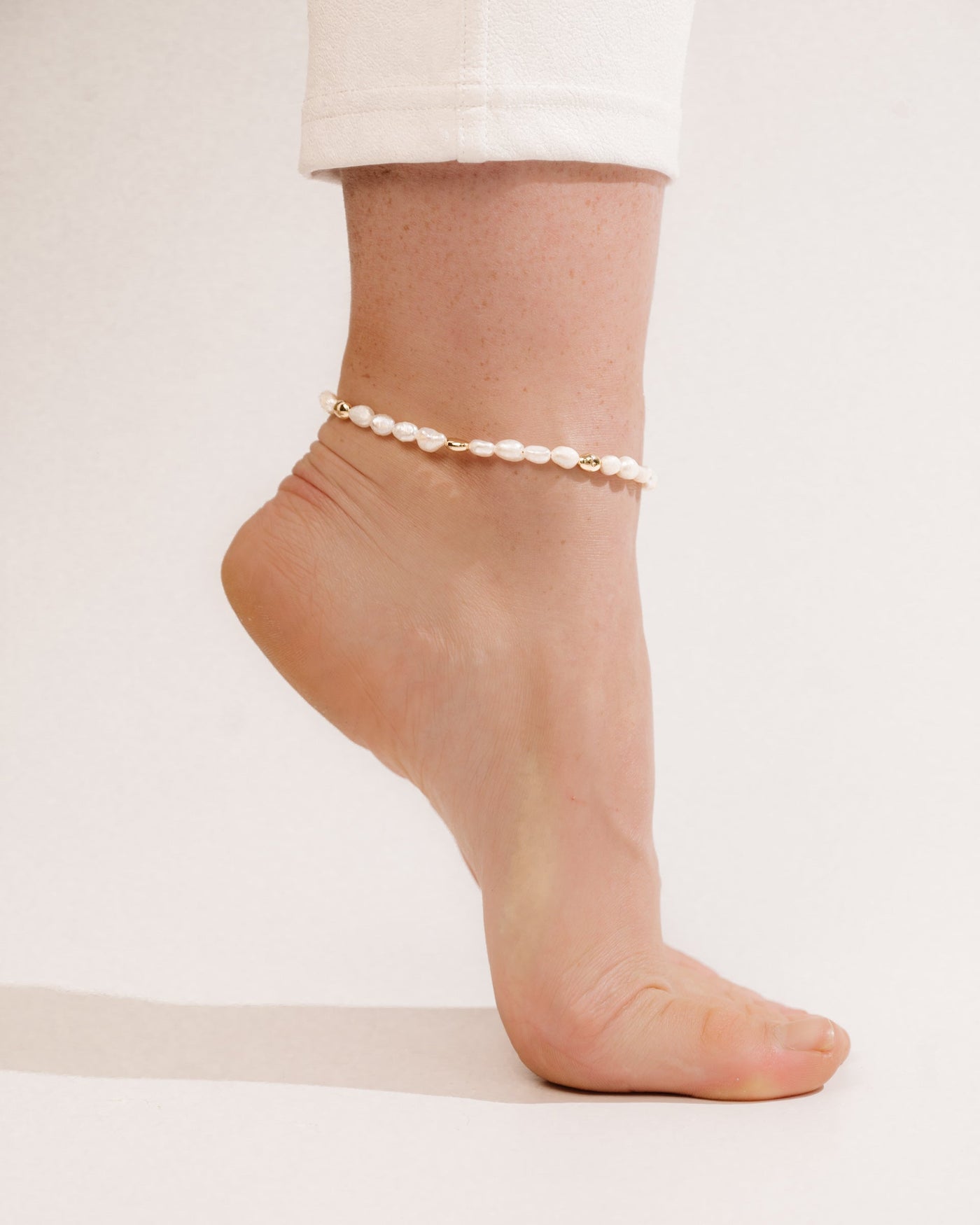 Freshwater Pearl Polished Pebble Anklet