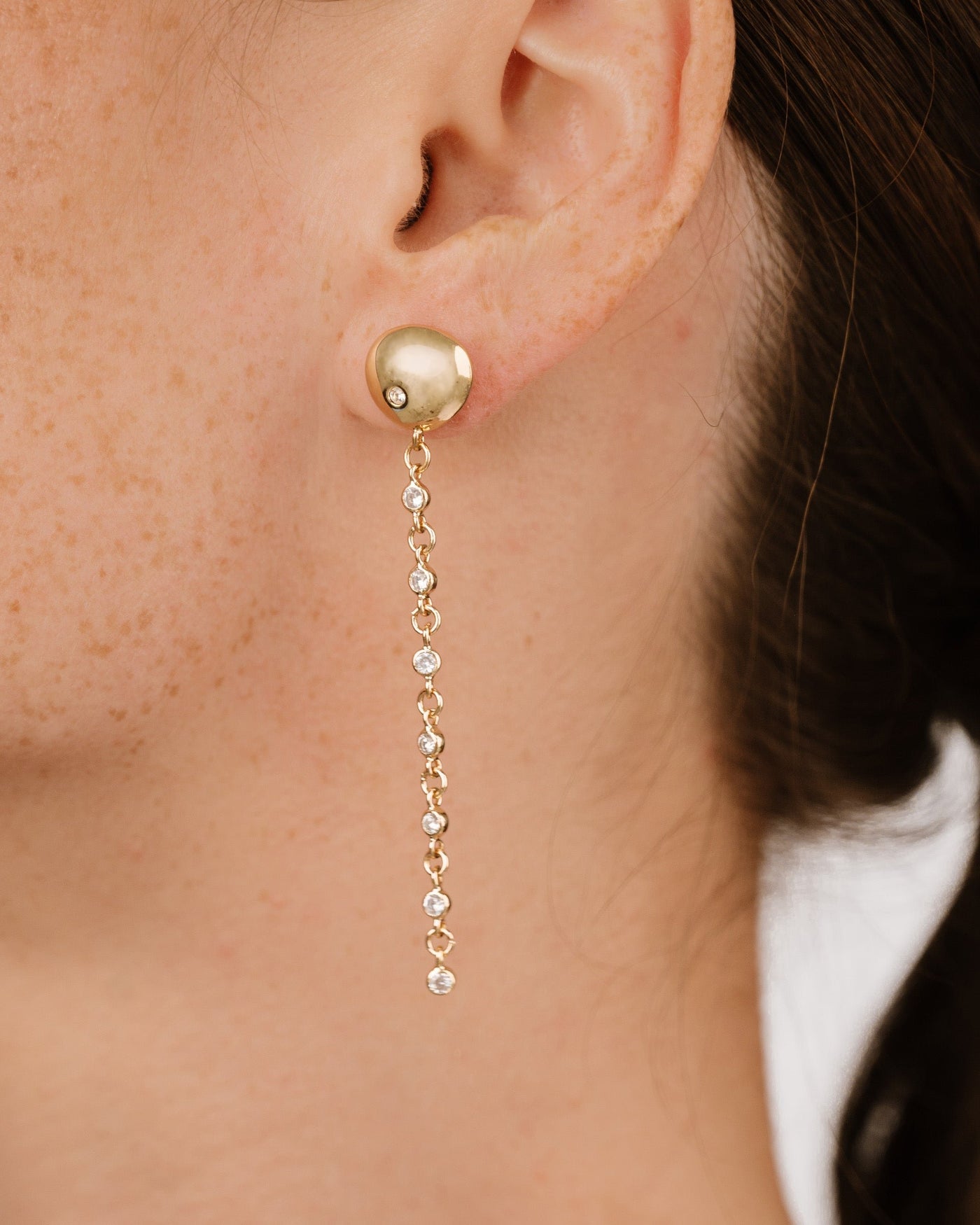 Polished Pebble Linear Chain Earrings