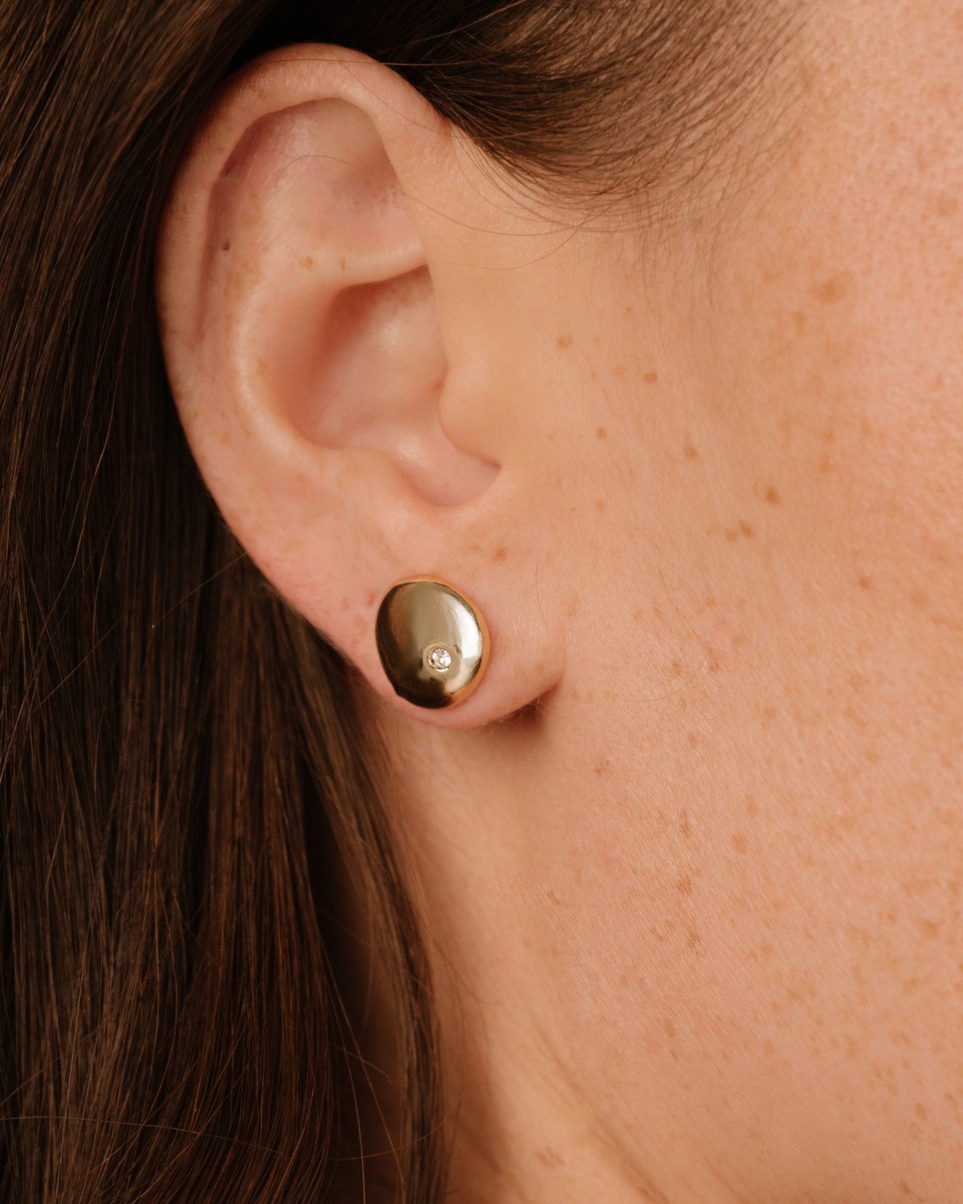 Polished Pebble Crystal Stud Earrings