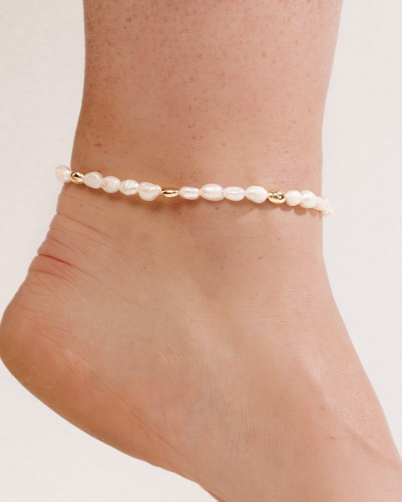 Freshwater Pearl Polished Pebble Anklet