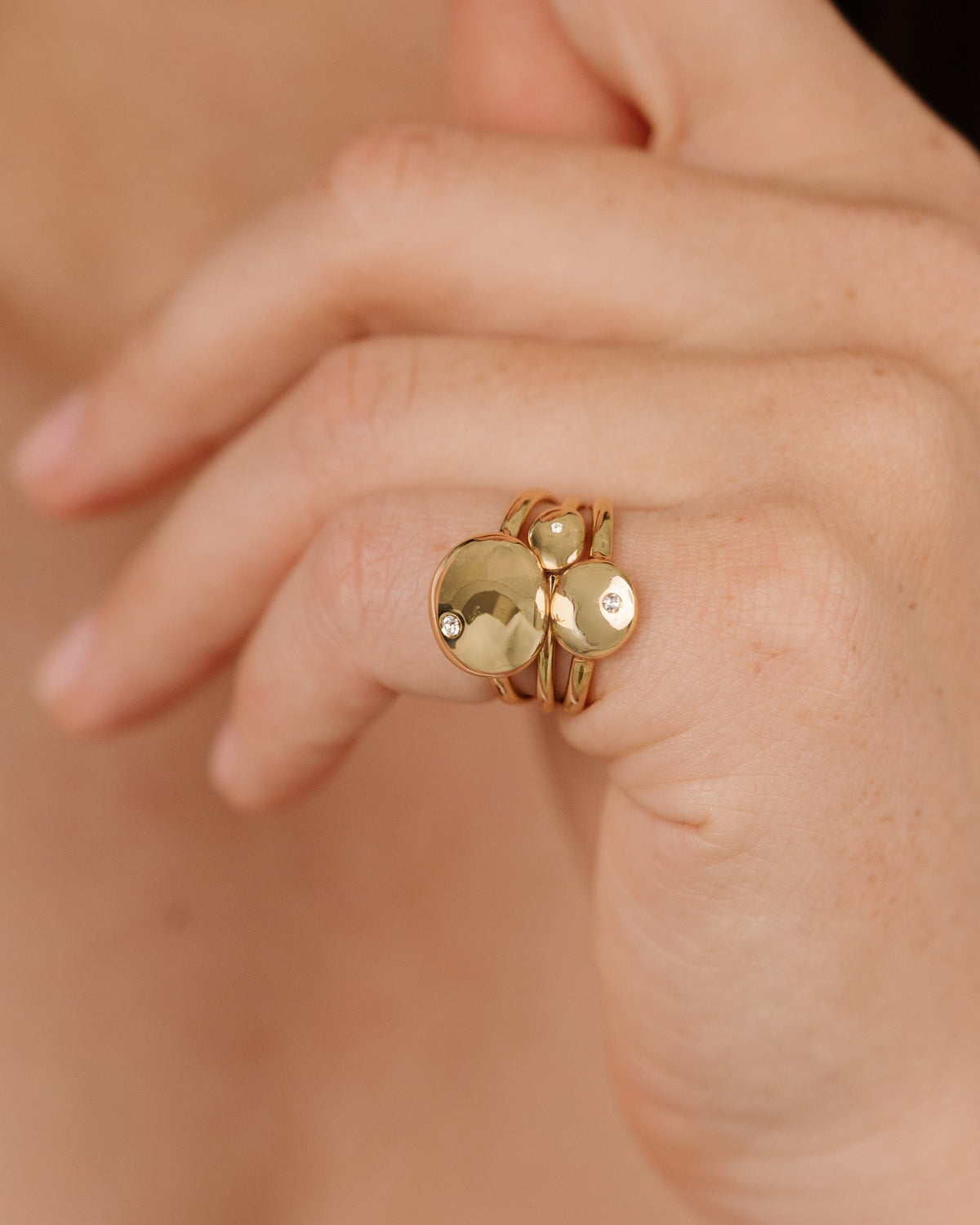 Polished Stacking Pebble Ring Set
