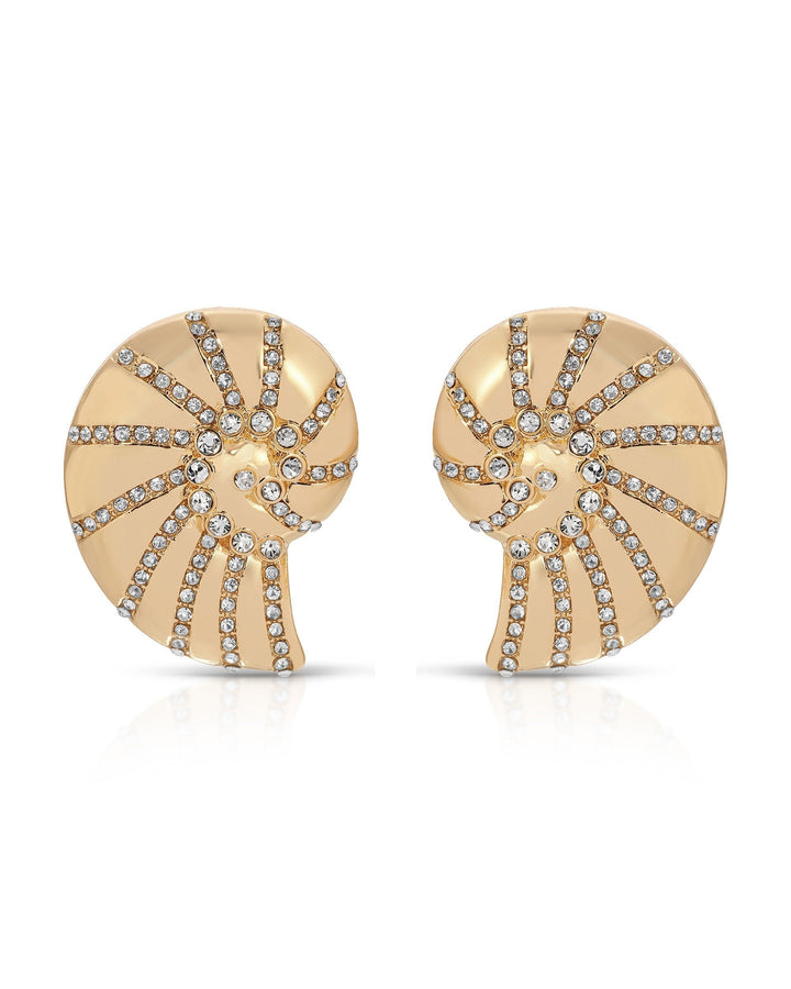 Crystal Studded Nautilus Shell Earrings