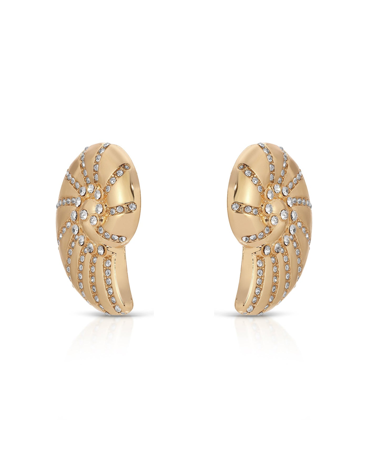 Crystal Studded Nautilus Shell Earrings