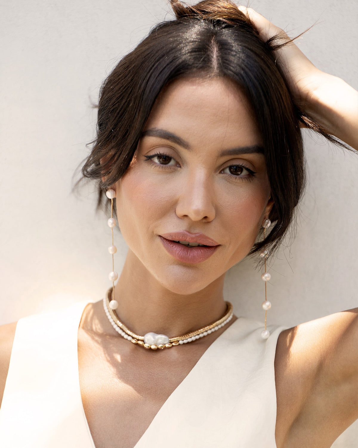 Liquid Gold and Pearl Choker