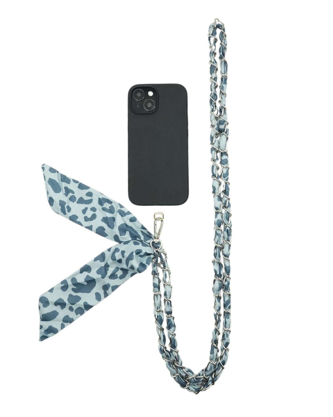Denim Cheetah Crossbody Phone Chain