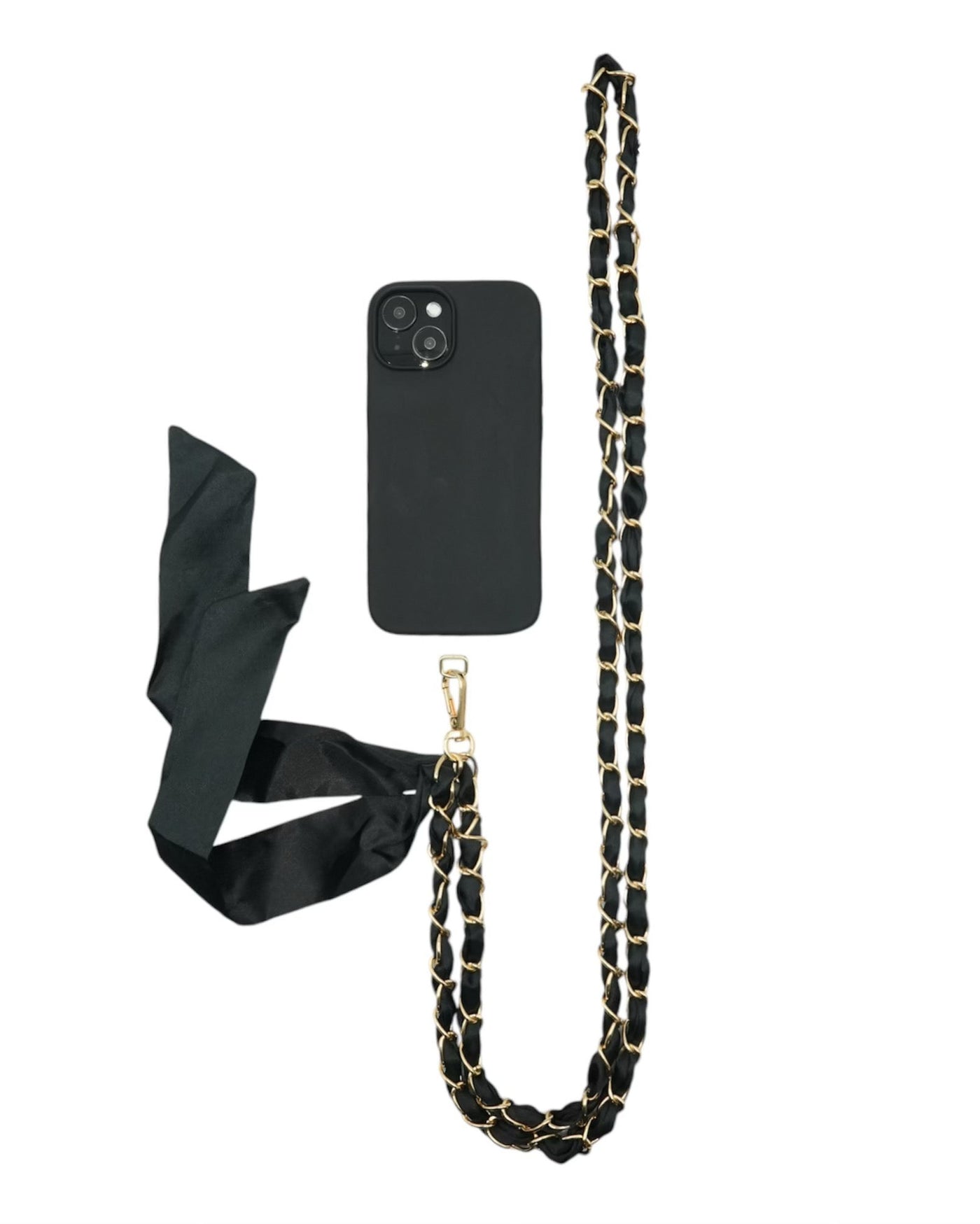 Black Satin Sash Crossbody Phone Chain