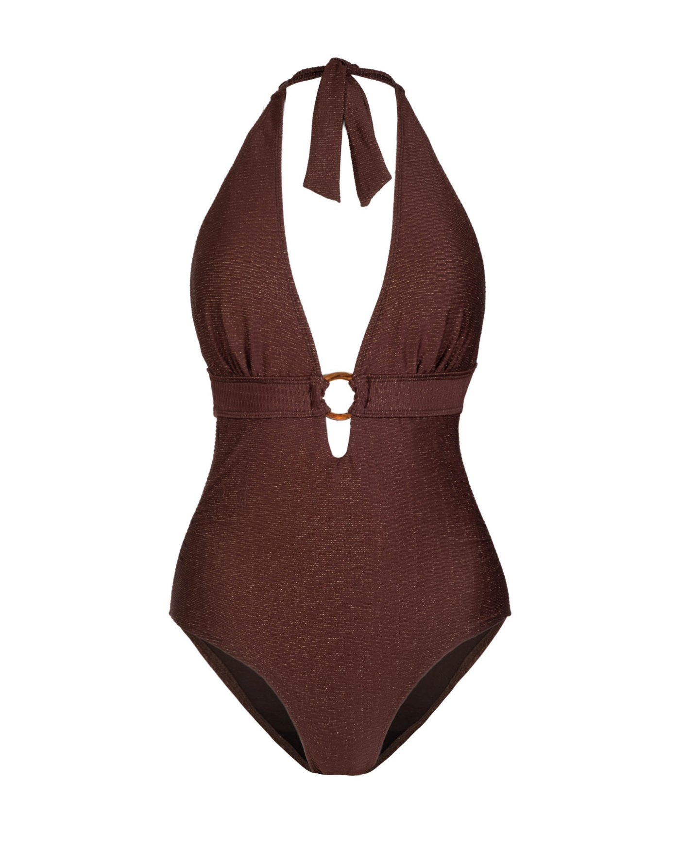 Gabrielle Halter One Piece In Cacao Metallic