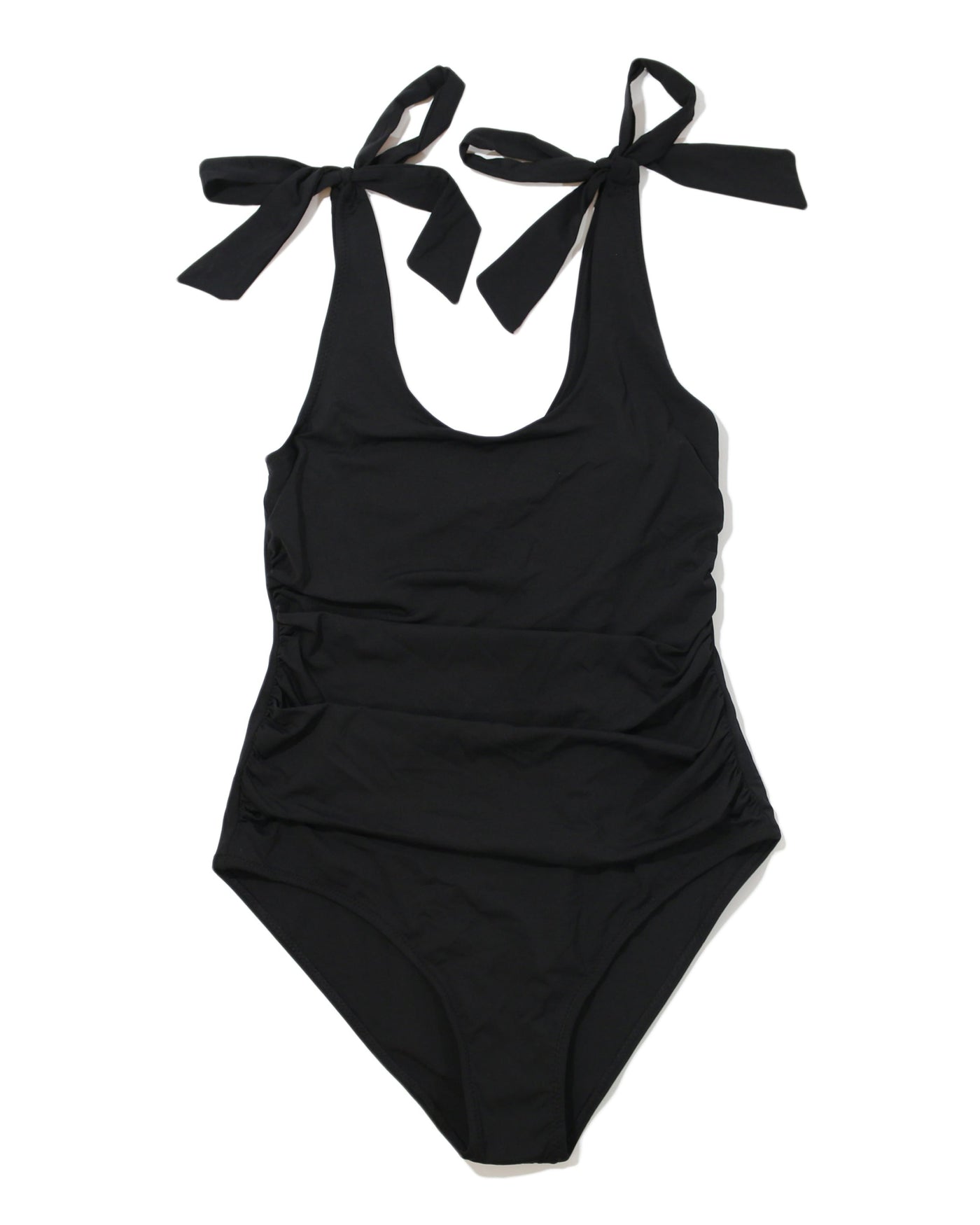 Ruched Bow One Piece Swimsuit Black