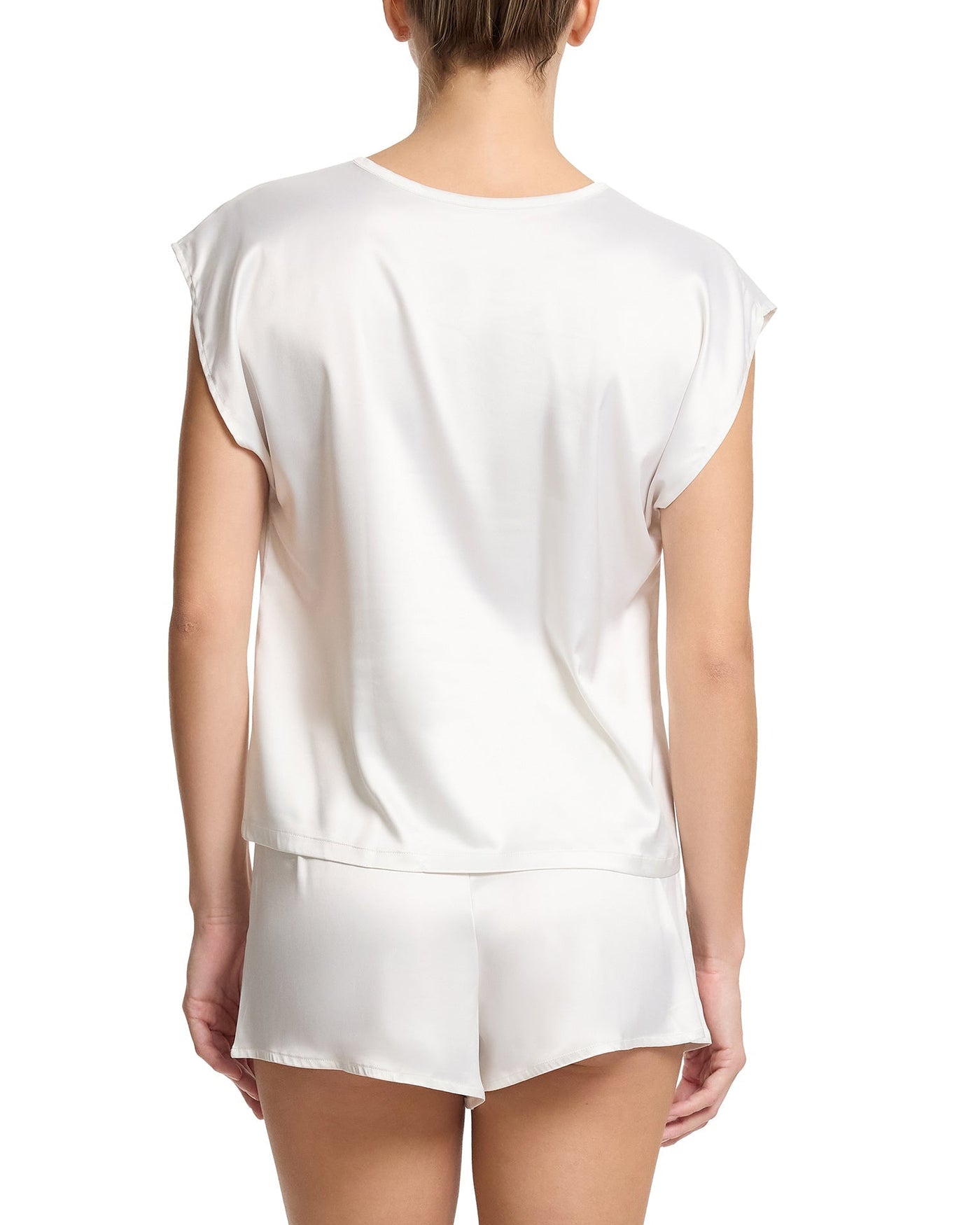 Satin Sleep Cap Sleeve Tee Light Ivory