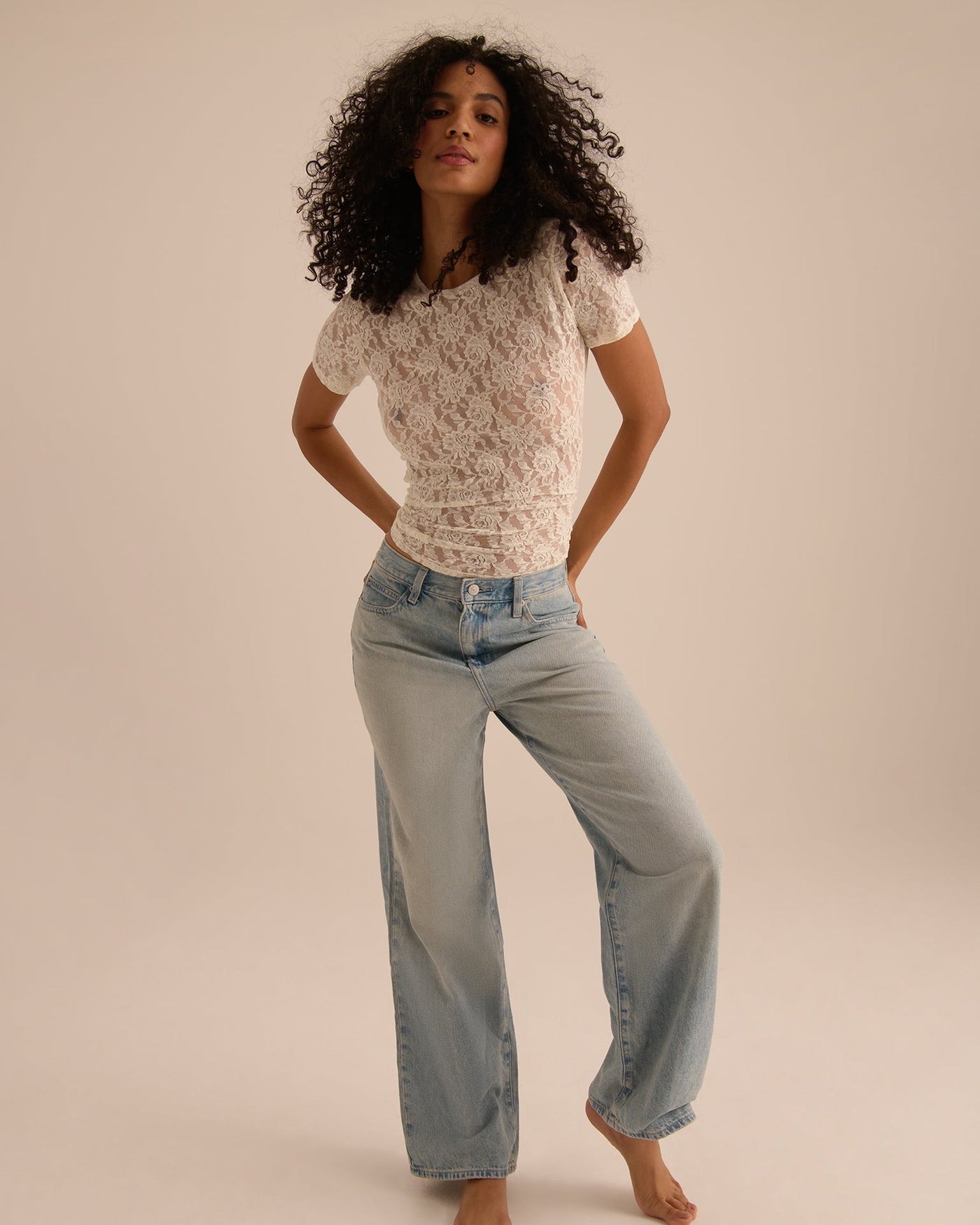 Signature Lace® Short Sleeve Top Marshmallow