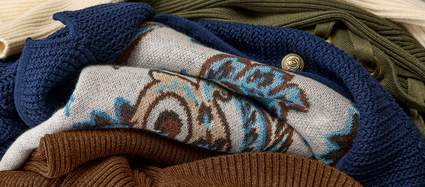 stack of new arrivals sweaters