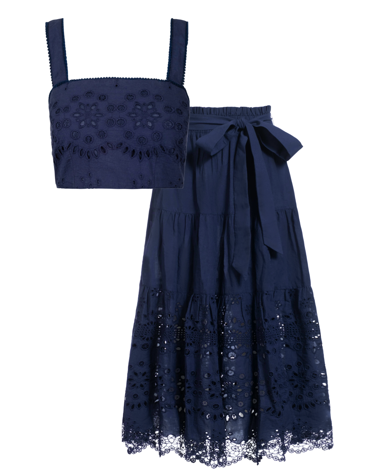 Ilyssa Crop Top In Navy Calypso Eyelet