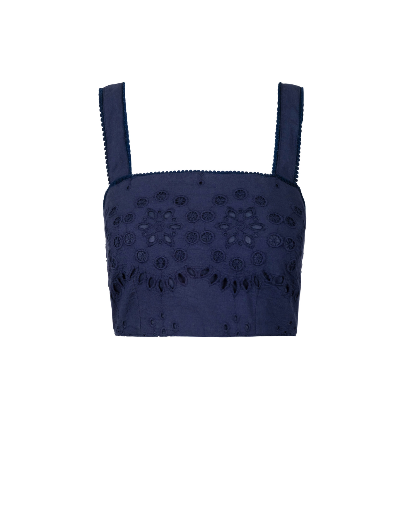 Ilyssa Crop Top In Navy Calypso Eyelet