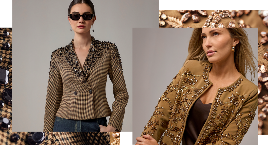 models wear new embellished jackets