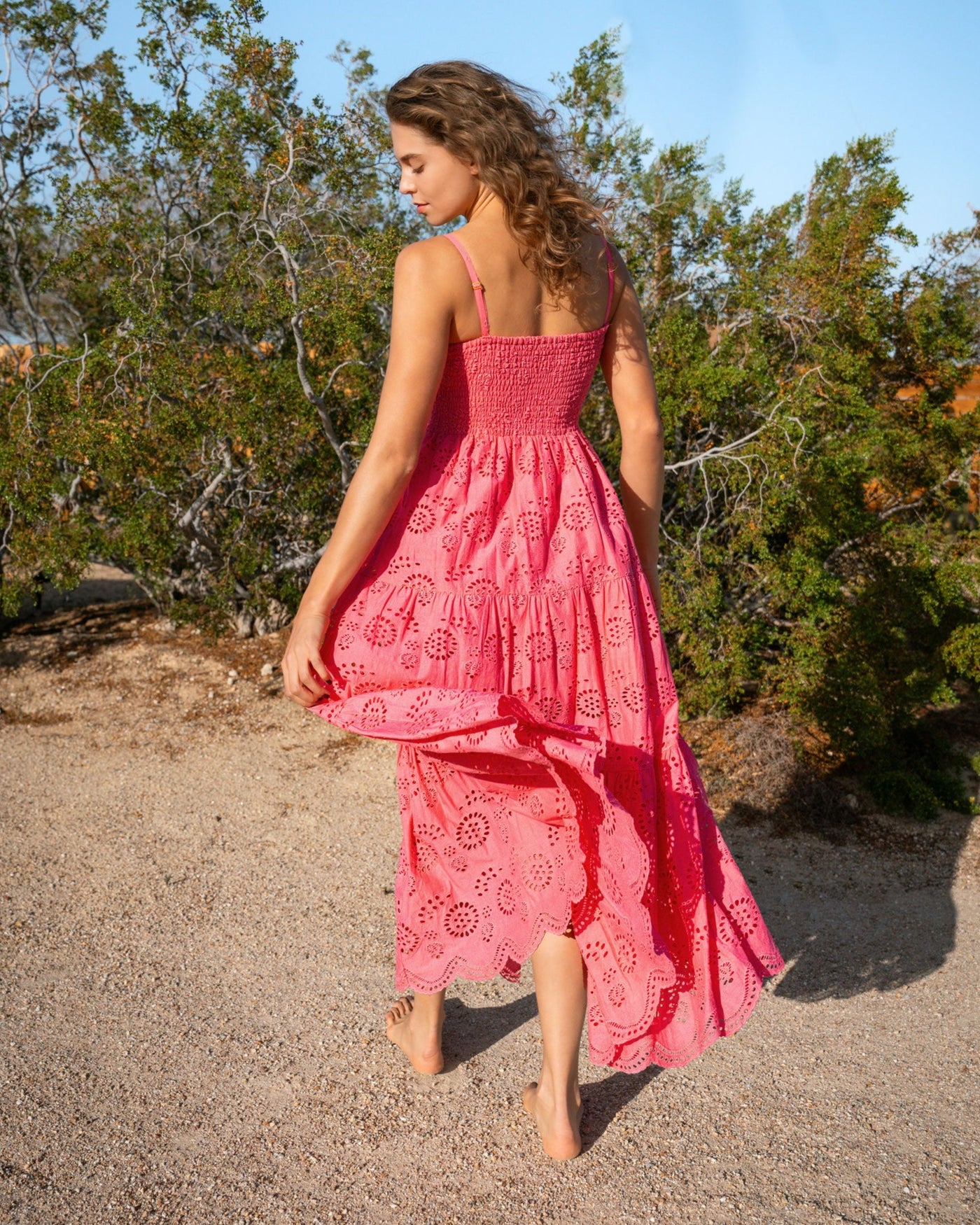 Jillian Dress In Hibiscus San Andrés Eyelet
