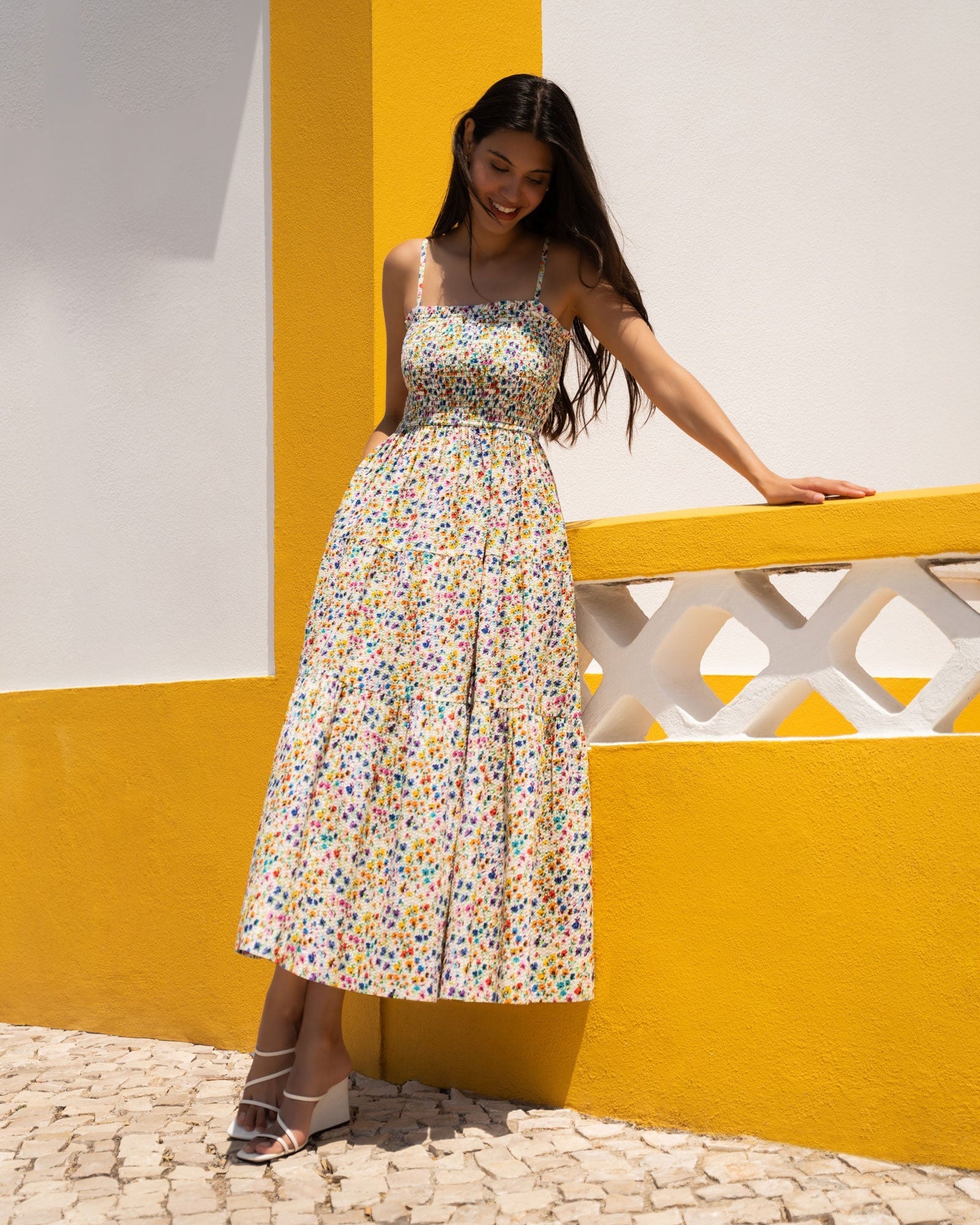 wildflower dress  Natalie Wynn blend lining Wildflower Midi Dress - Off