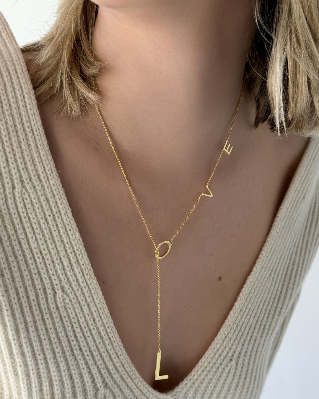 LOVE LARIAT NECKLACE GOLD