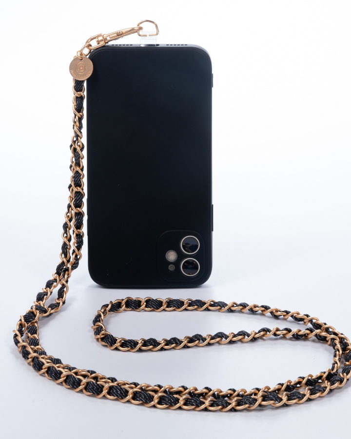 Dark Denim x Matte Gold Crossbody Phone Chain