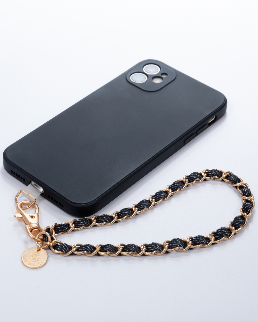 Dark Denim x Matte Gold Phone Wristlet