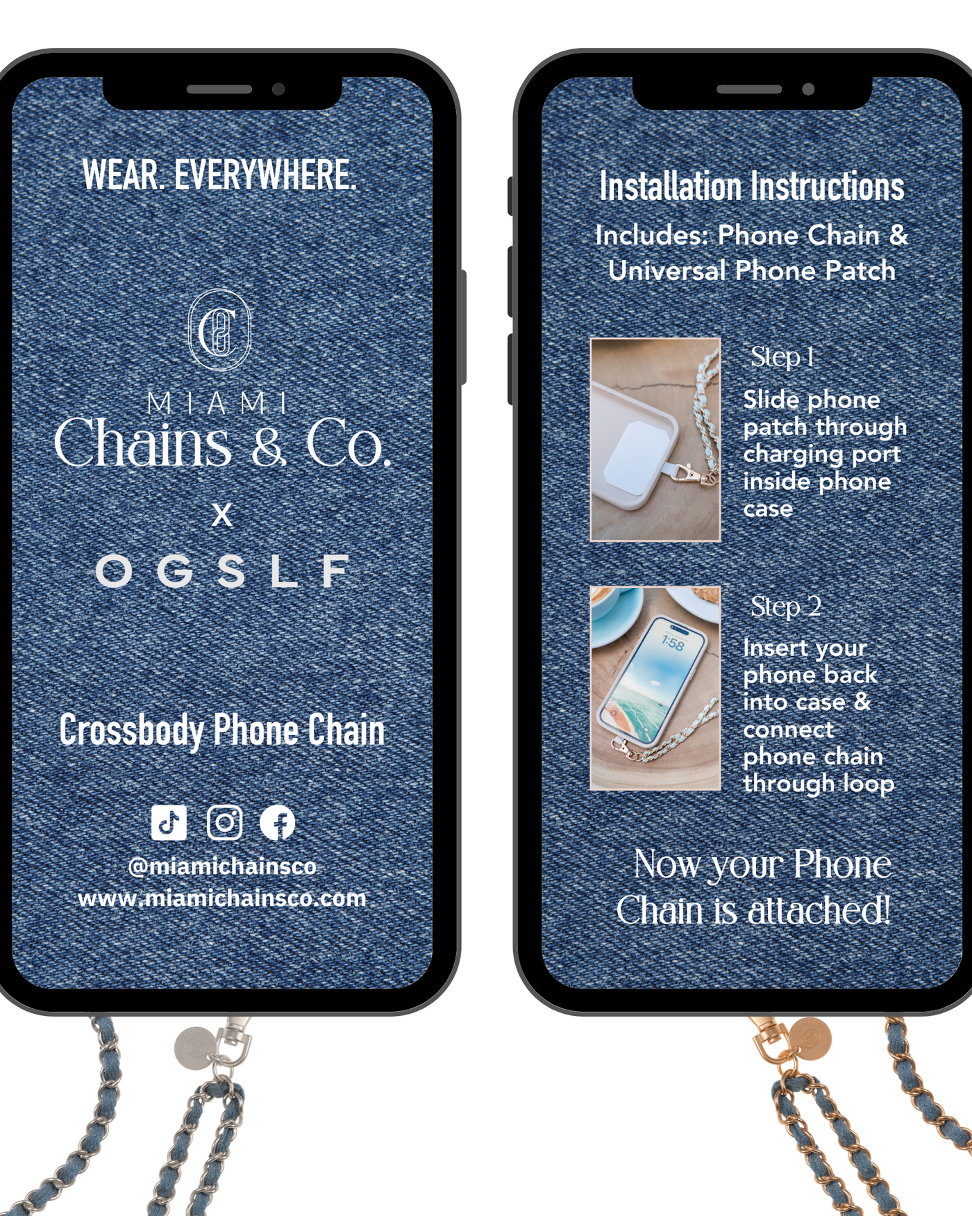 Denim Dream x Matte Gold Crossbody Phone Chain