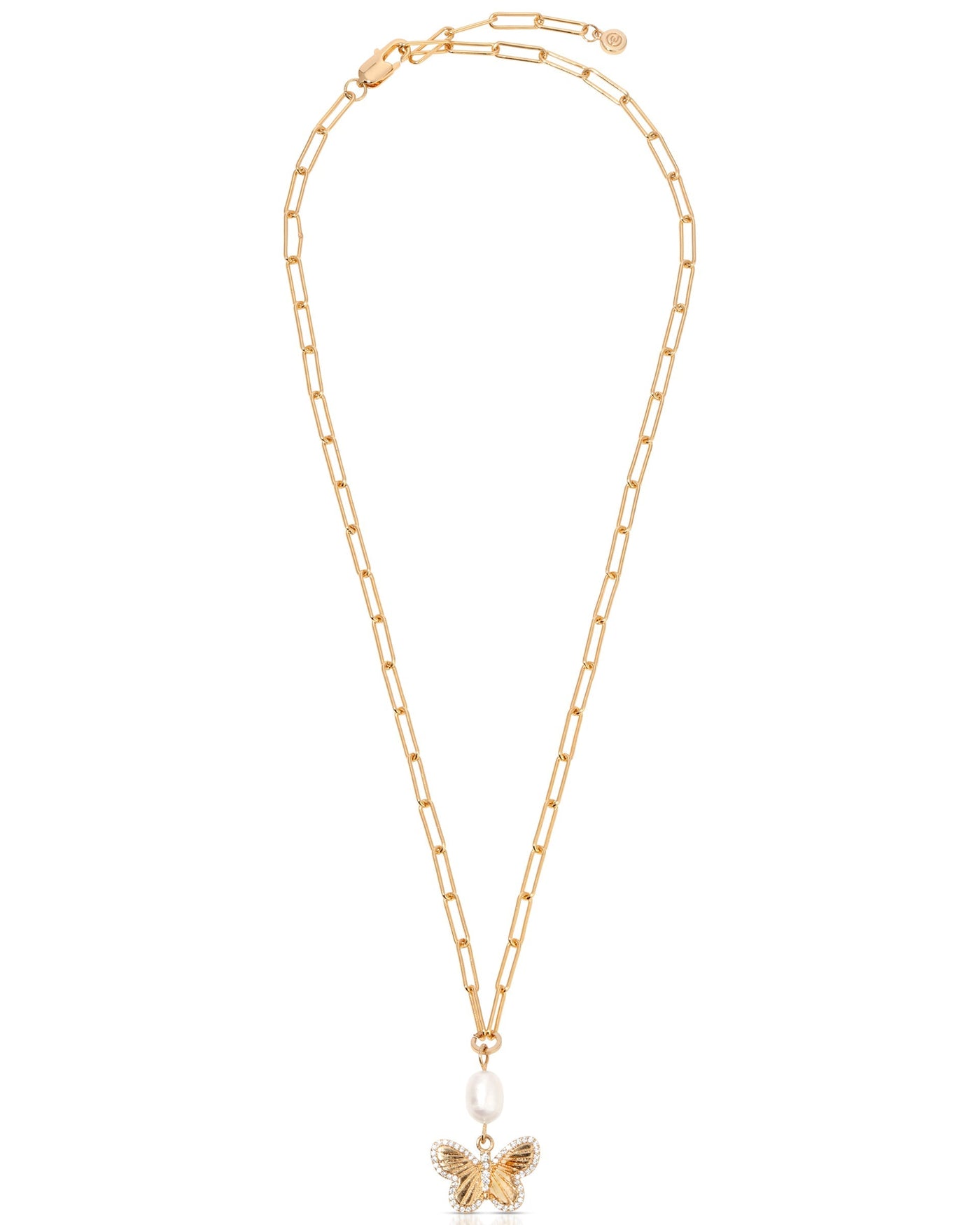 Butterfly Pearl Chain Necklace