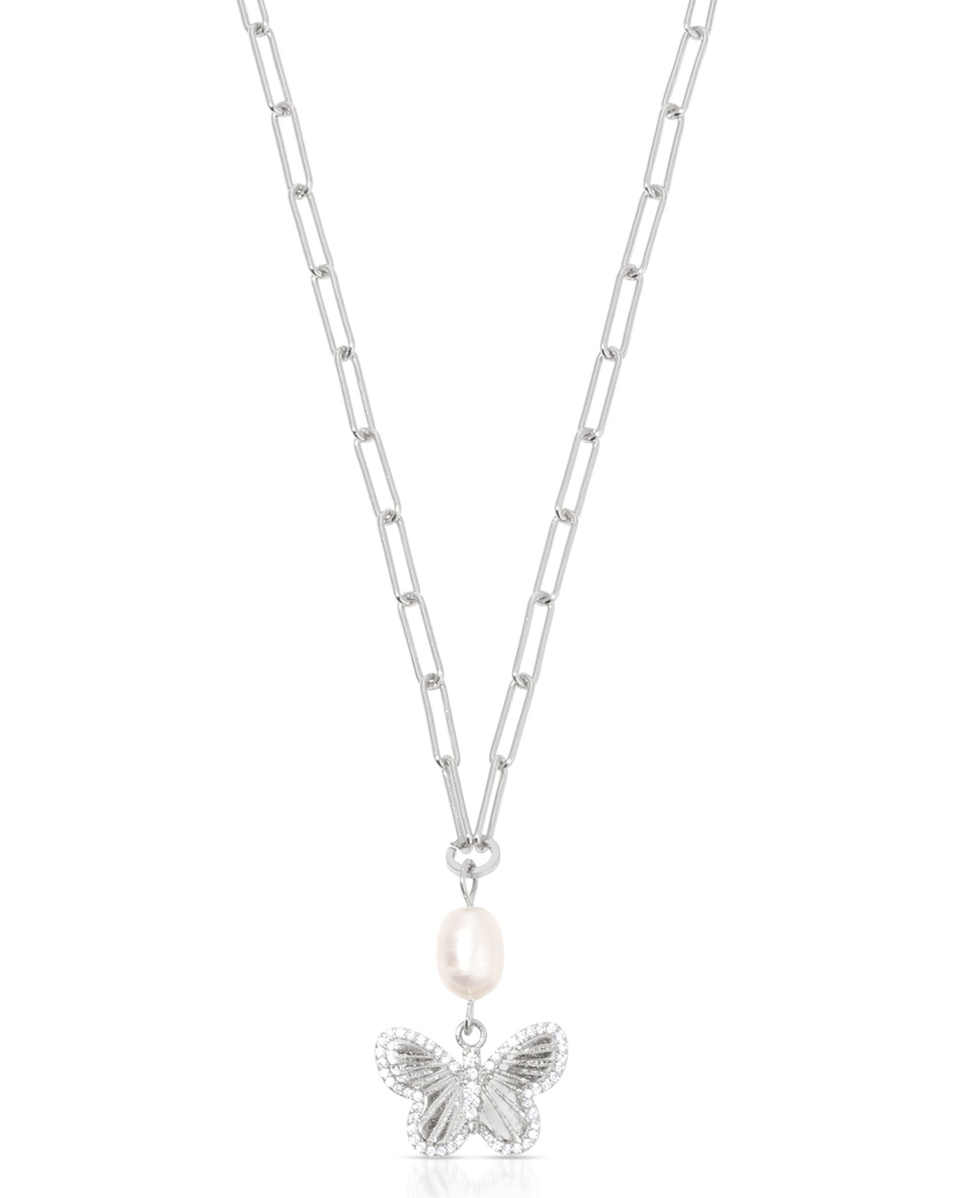 Butterfly Pearl Chain Necklace