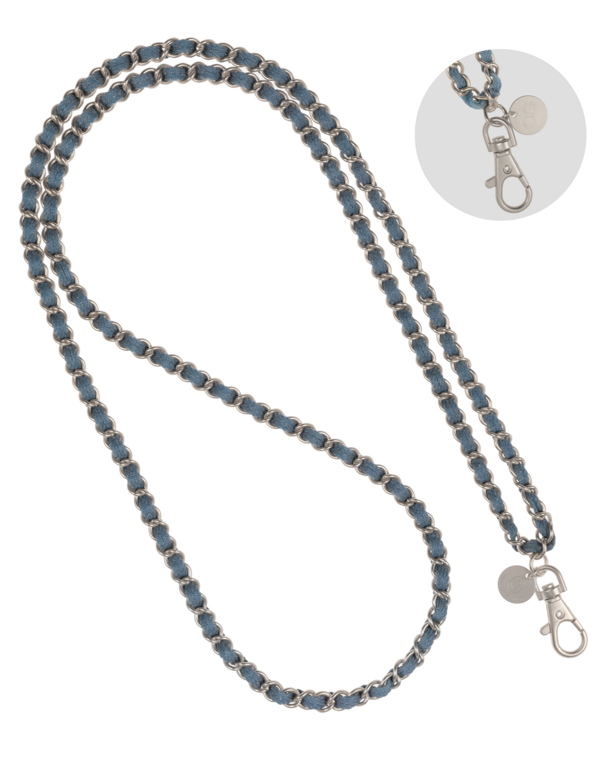 Denim Dream x Matte Silver Crossbody Phone Chain