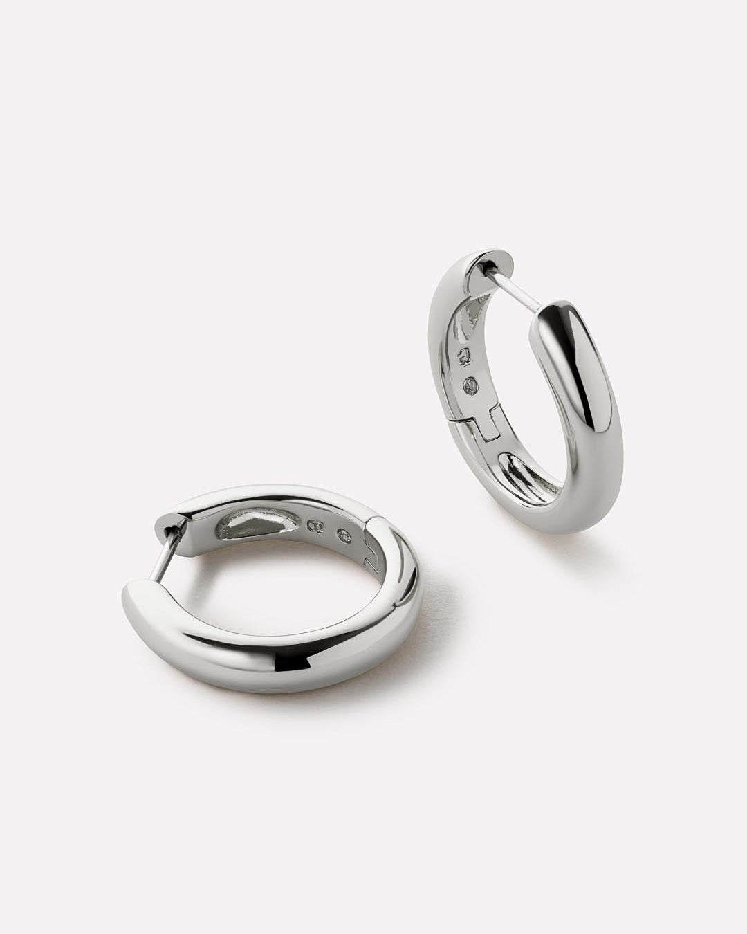 Silver Hoop Earrings - Giulia Medium Silver