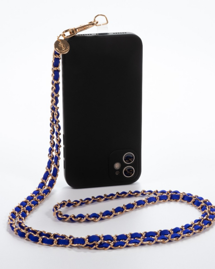 Royal Blue + Gold Crossbody Phone Chain