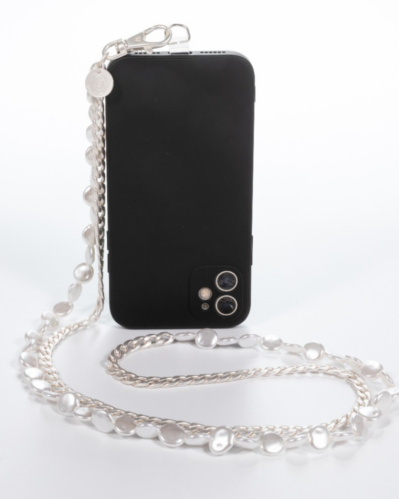 Something About Silver - Matte Silver & Pearl Crossbody Phone Chain