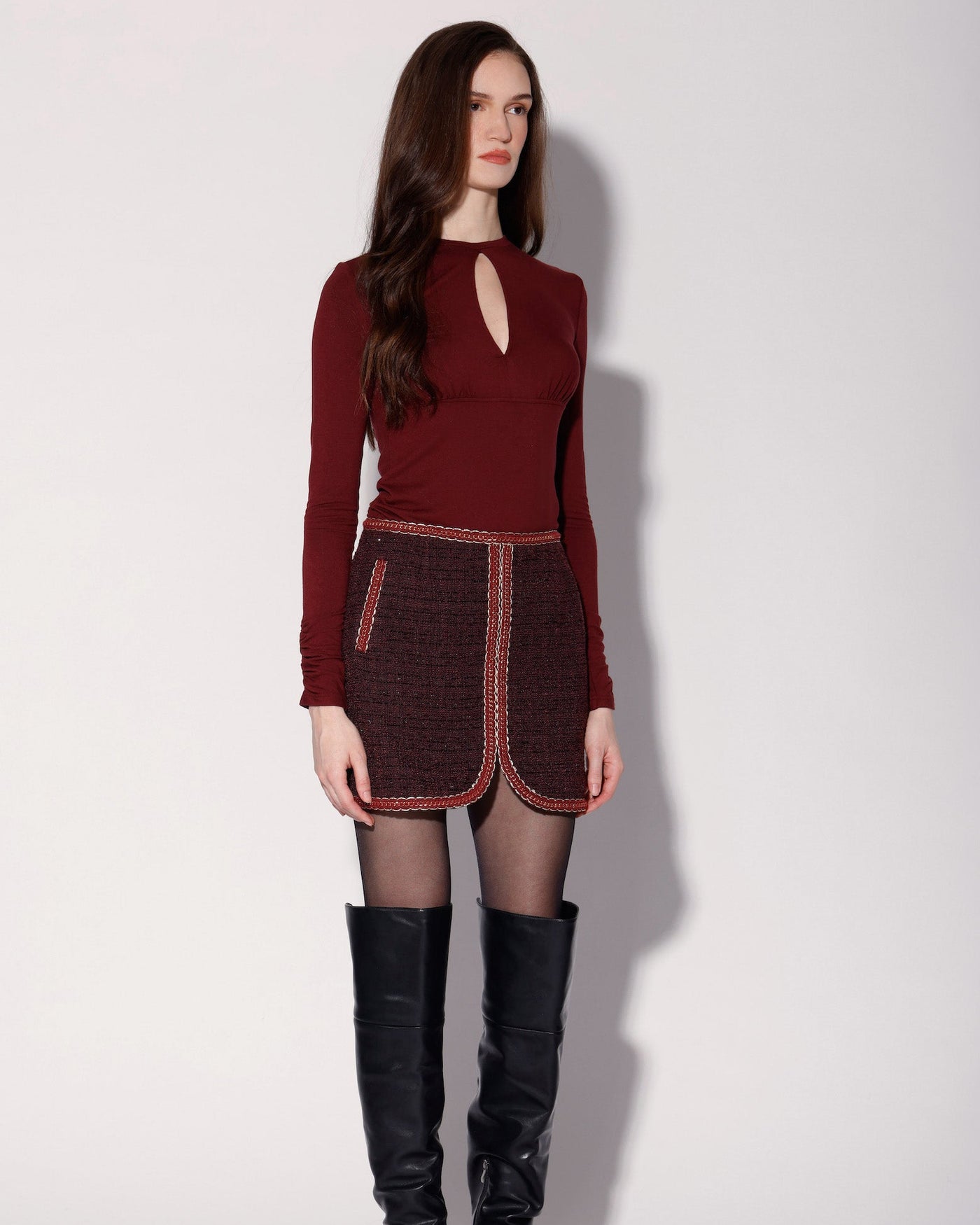 Elaine Skirt, Bordeaux Tweed