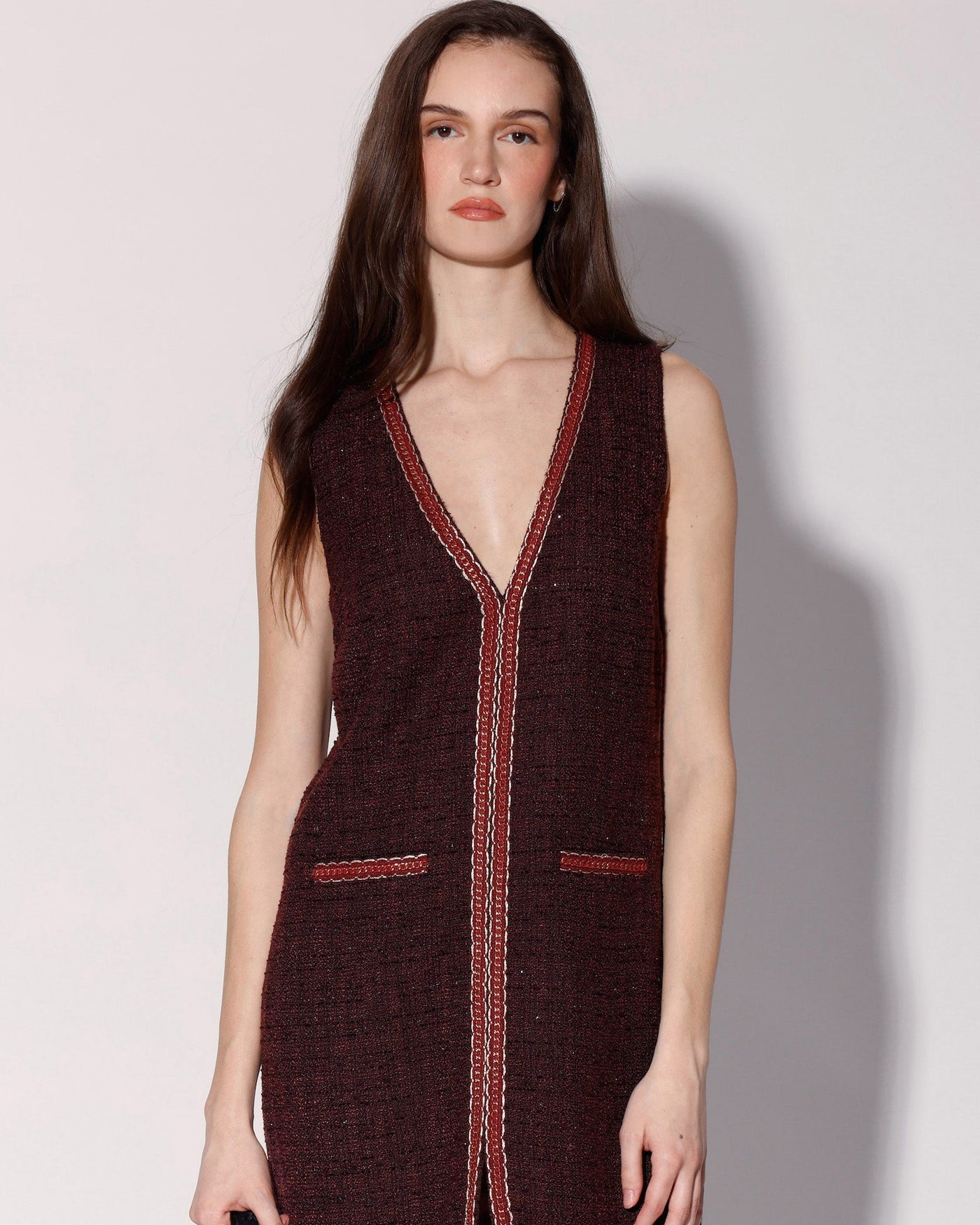 Evie Dress, Bordeaux Tweed