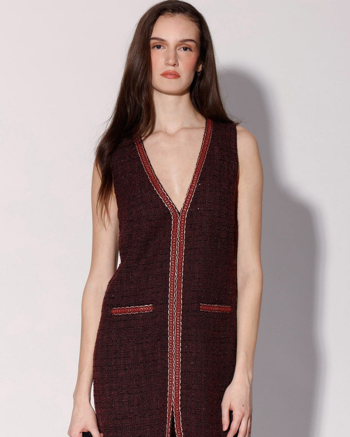 Evie Dress, Bordeaux Tweed