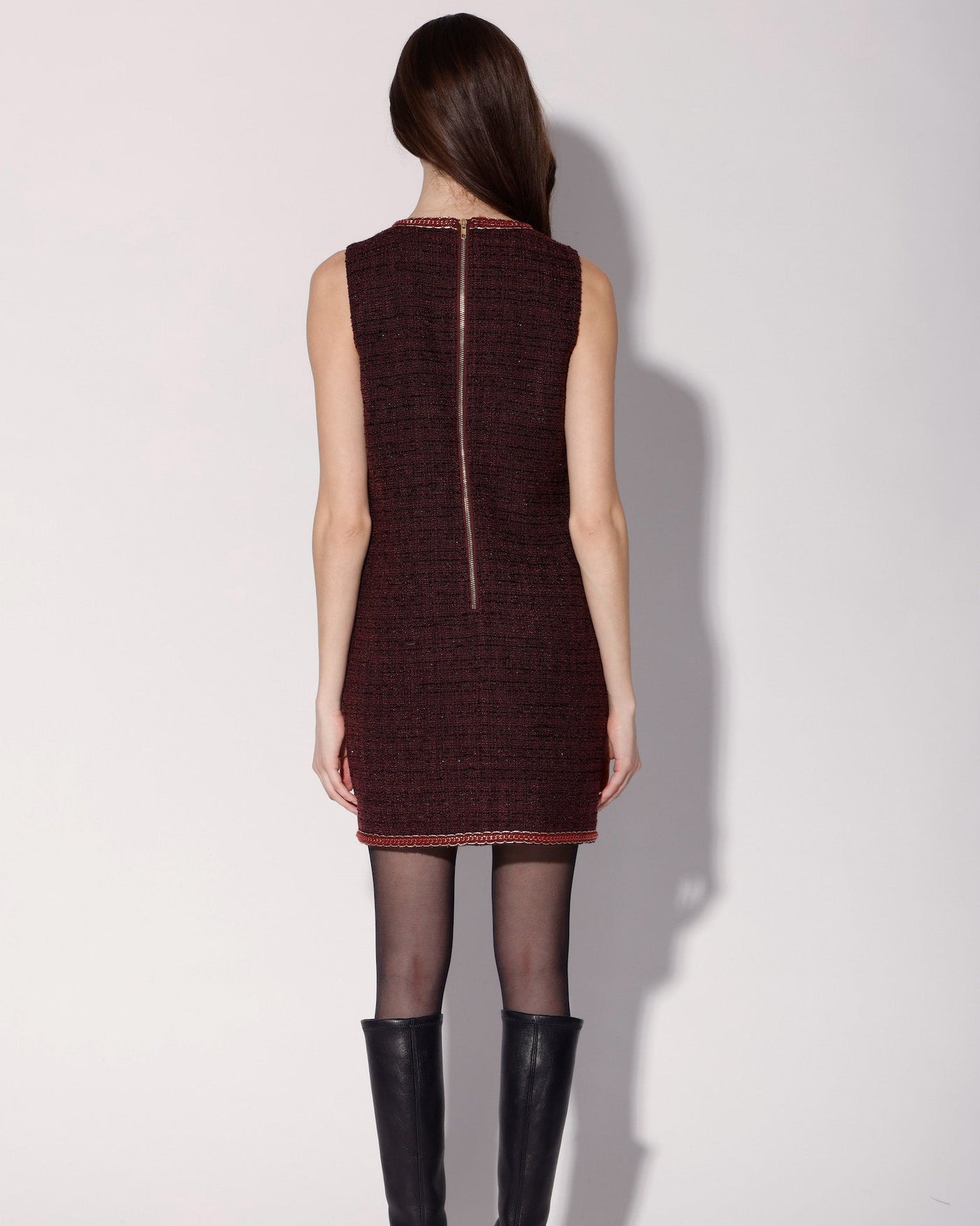 Evie Dress, Bordeaux Tweed