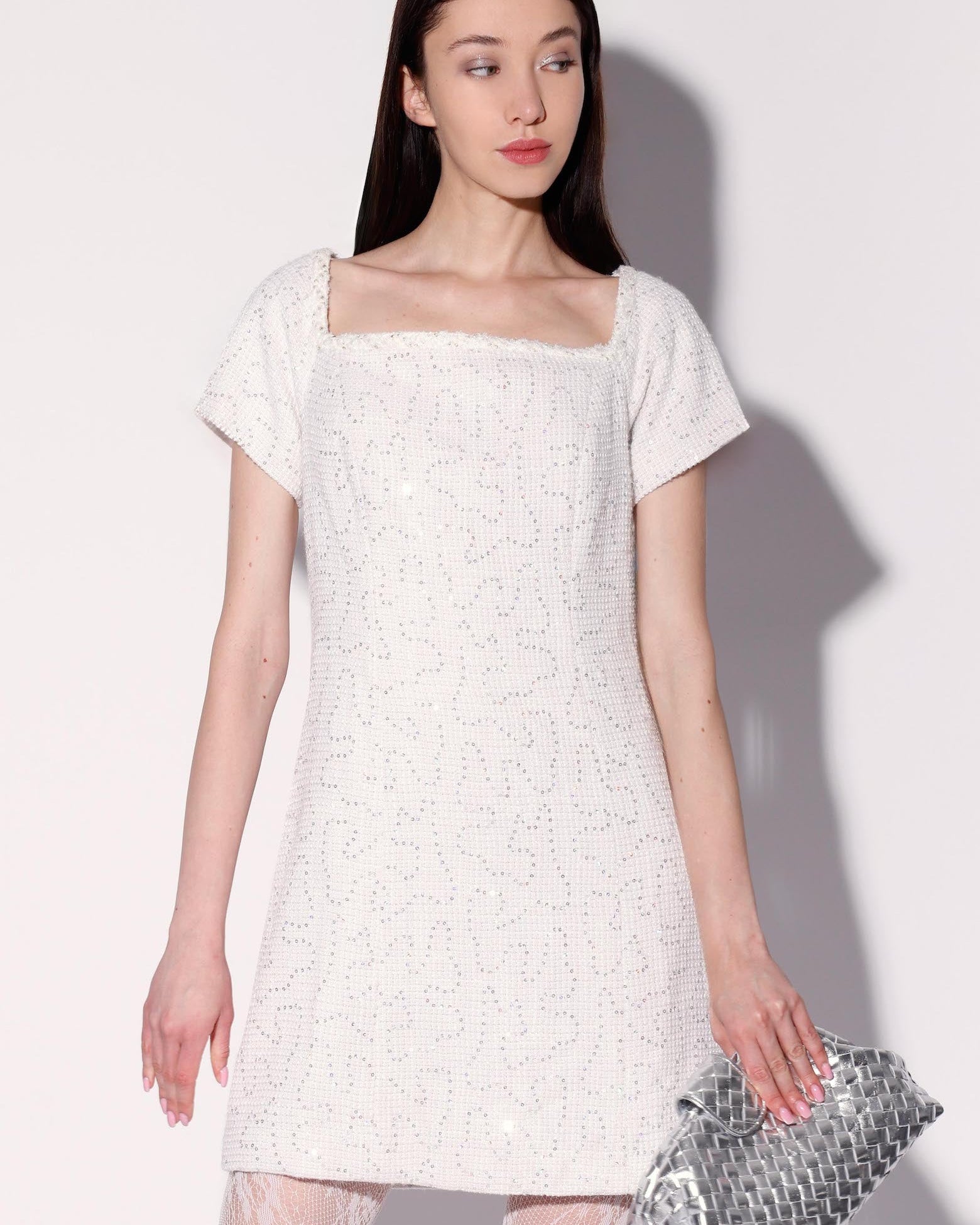Hayden Dress, White Sparkle Tweed | Boston Proper Hayden Dress, White Sparkle Tweed | Boston Proper