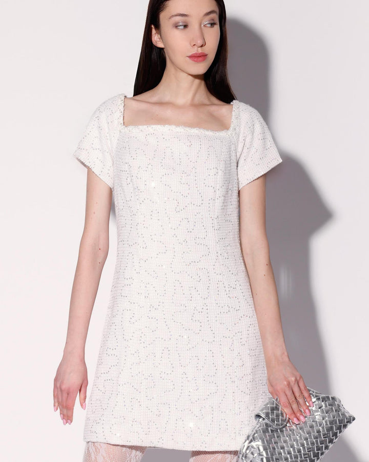 Hayden Dress, White Sparkle Tweed