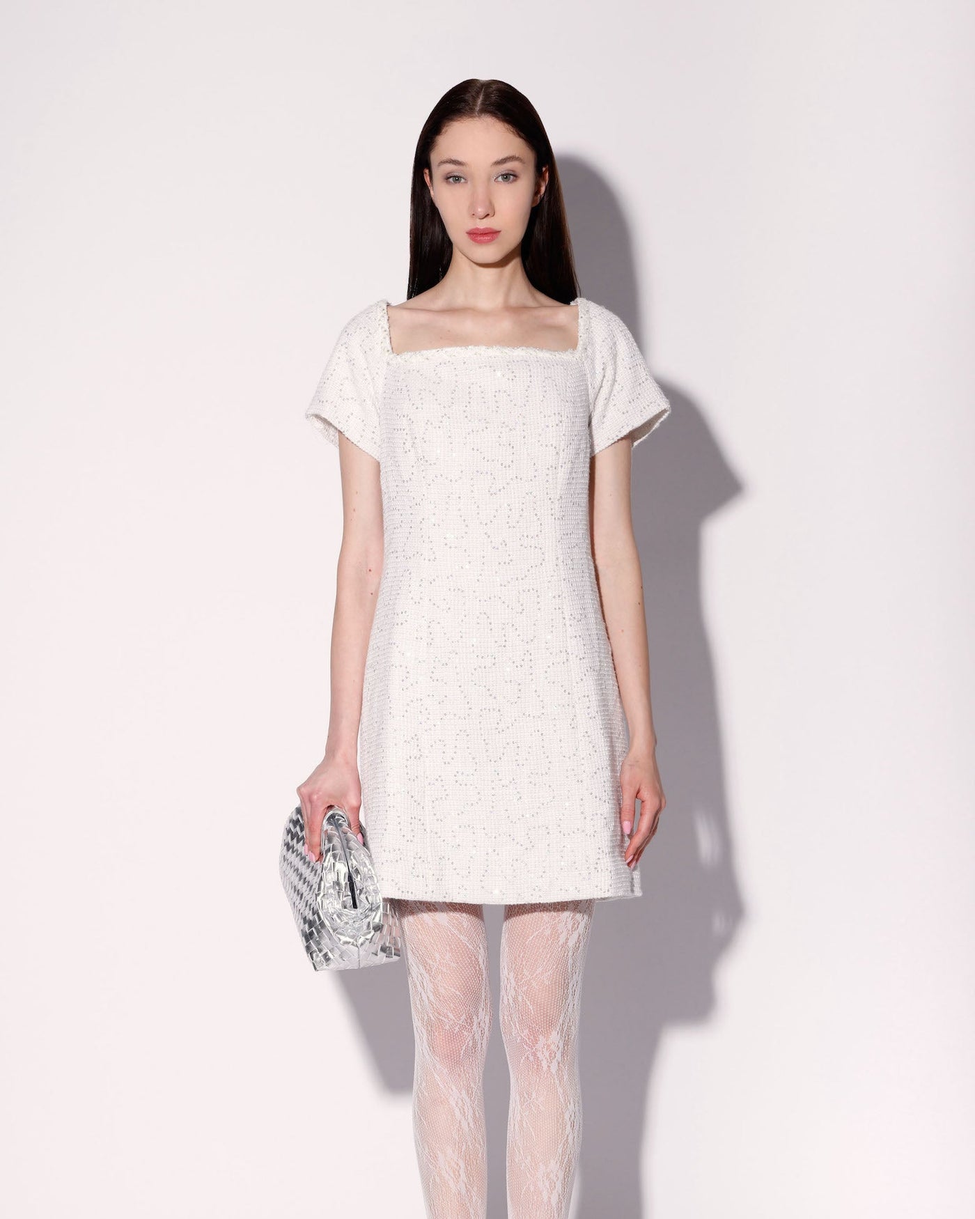 Hayden Dress, White Sparkle Tweed