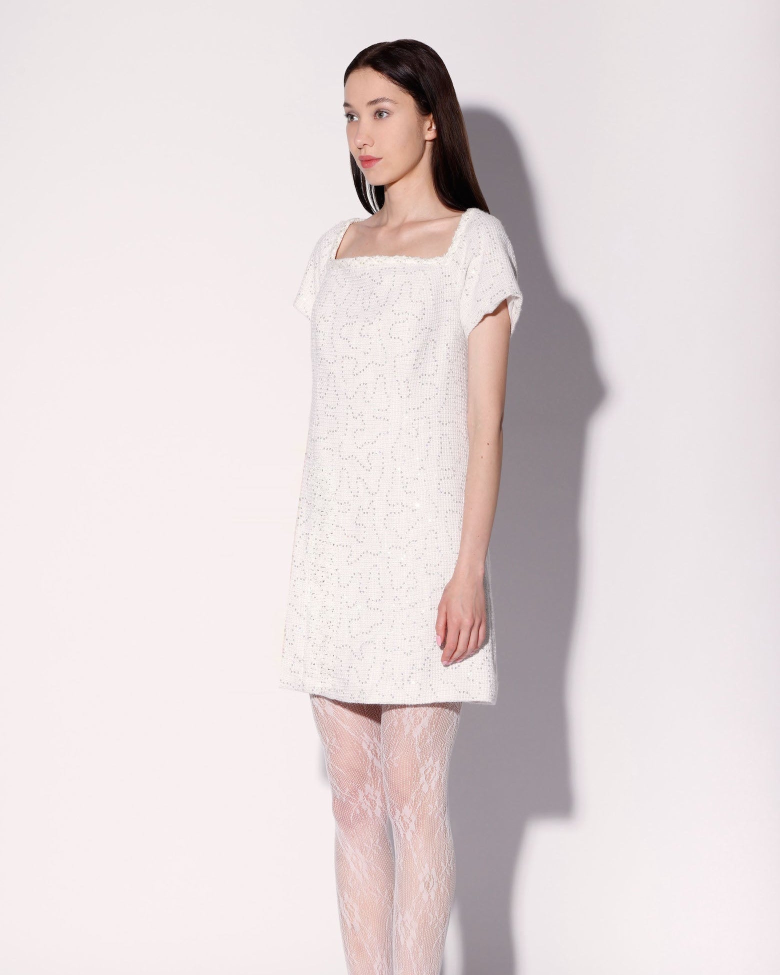 Hayden Dress, White Sparkle Tweed