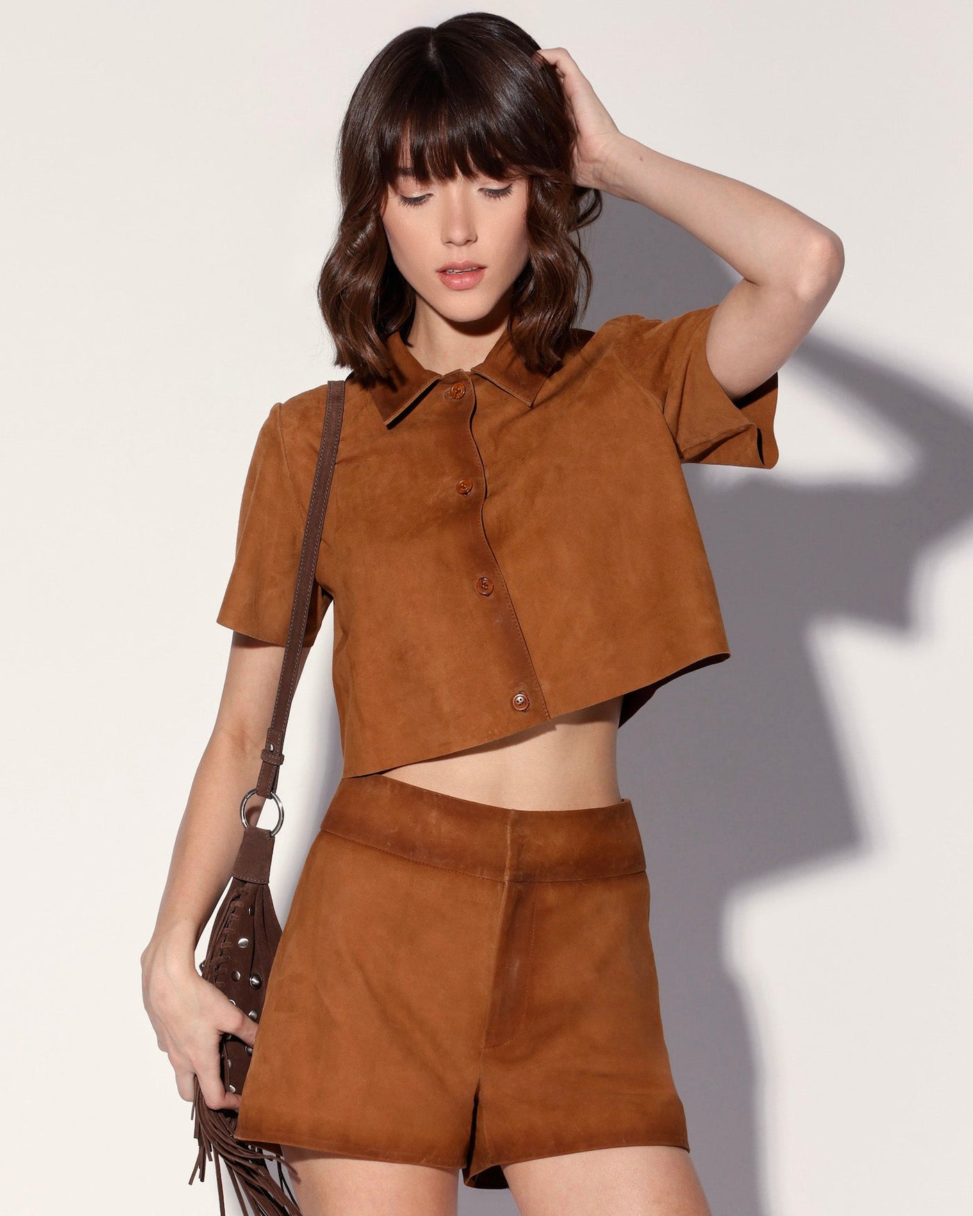 Kendra Short, Oak Suede - Leather