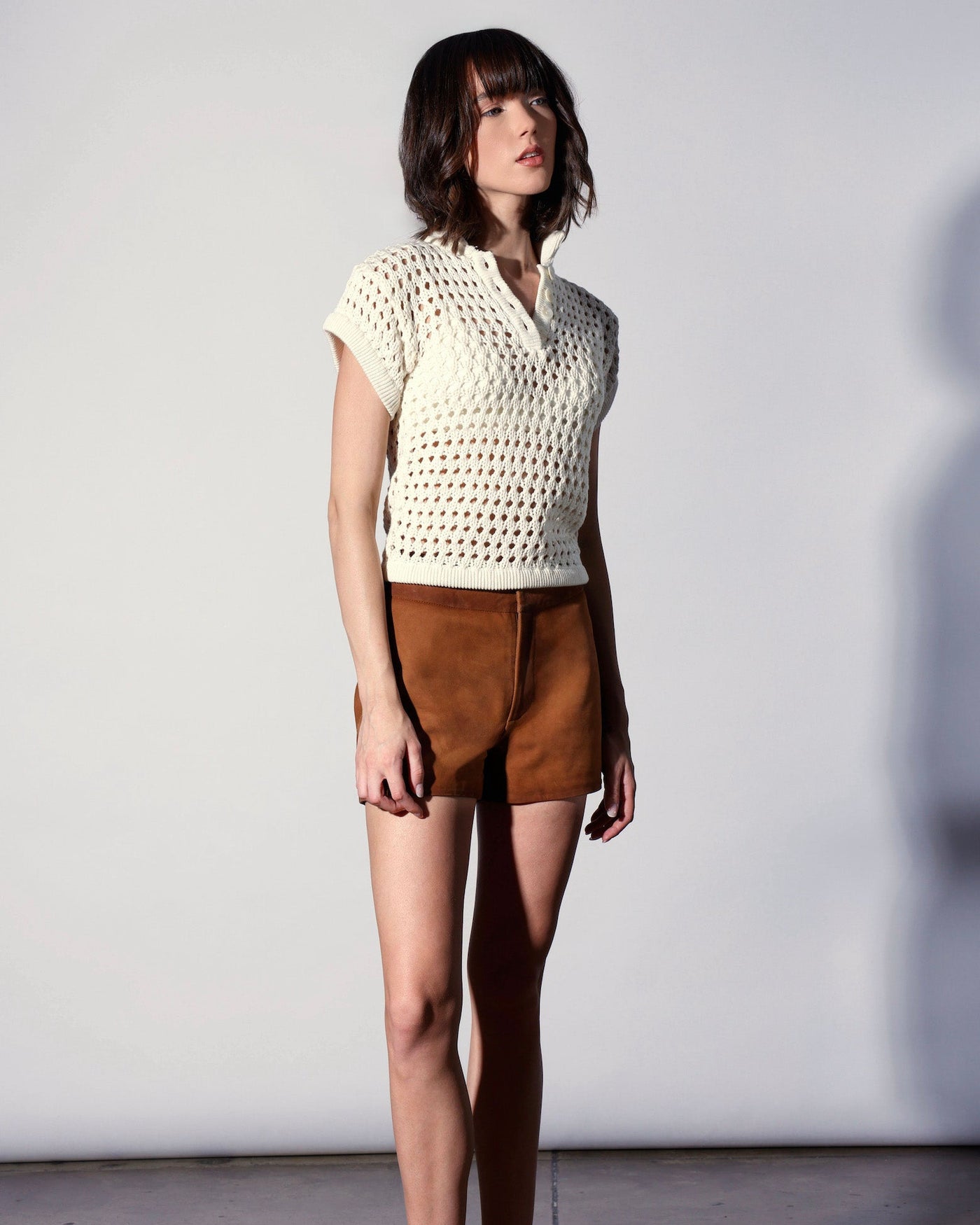 Kendra Short, Oak Suede - Leather