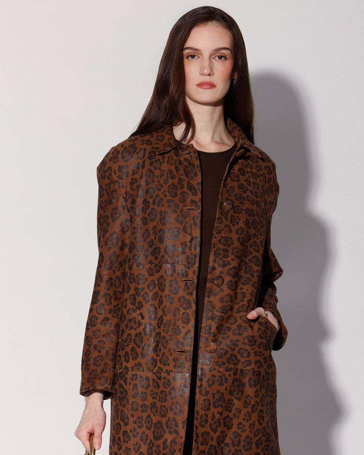 Candice Coat, Leopard Suede - Leather